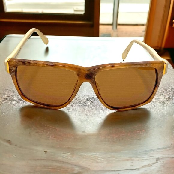 Vintage Catherine Deneuve CD 005 Brown Shield Shape‎ Sunglasses - Picture 1 of 10